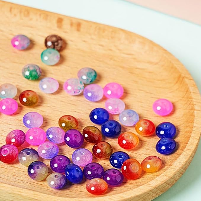 Glass Beads, Rondelle Crystal Beads for Jewelry Making, 48 Colors 5x8 mm 1500 Pcs Abacus Glass Beads Kit with Letter Beads for Friendship Bracelets,Necklace,Crafts Gifts
