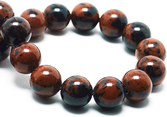 6mm Natural Stone Beads for Jewelry Making - Gemstone Round Loose Beads for Bracelets(58-62pcs, Mahogany Obsidian)