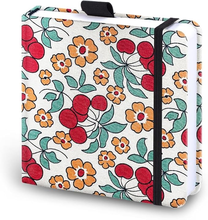 Mifuner Square 5.1x 5.1 165gsm Colored Pencil Paint Journal Hardbound 128pgs (64Sheets Front Back Cold Pressed) Travel for Colored Pencil Sketch Handmade Cloth Cover Notebook. Cherry
