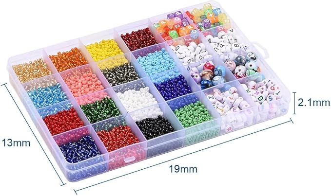 3mm Glass Seed Beads Bracelet Making Kit, Small Beads Friendship Jewelry Craft Kit with Letter Beads & Elastic Cord, DIY Art Craft Gift for Girls