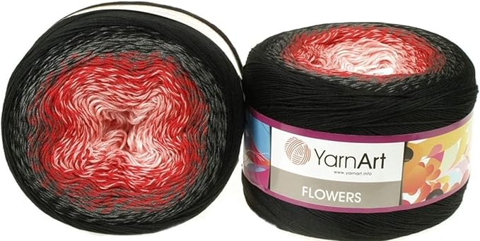 Yarn Art YarnArt Flowers Yarn 55% Cotton 45% Acrylic 250gr 1094yds Multicolor Cotton Yarn Rainbow Crochet Yarn Spring Summer - 1 Fine Sport Skein (282)