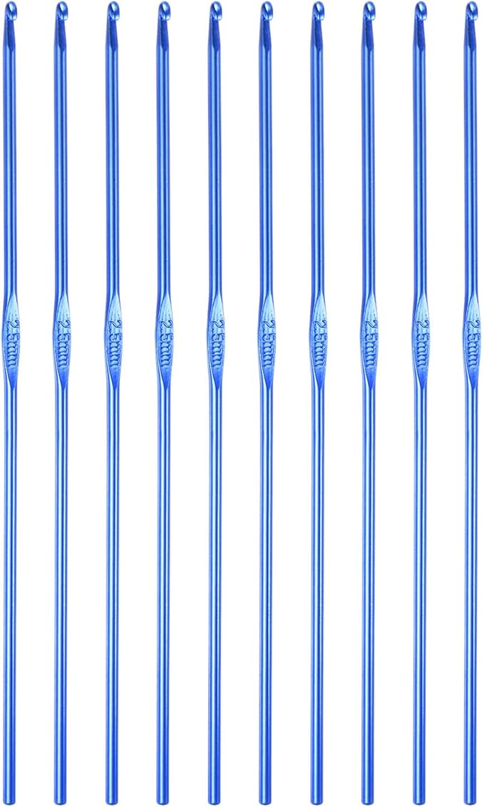 uxcell Aluminum Crochet Hook 2.5mm Knitting Needles for DIY Craft Yarn Blue 10Pcs
