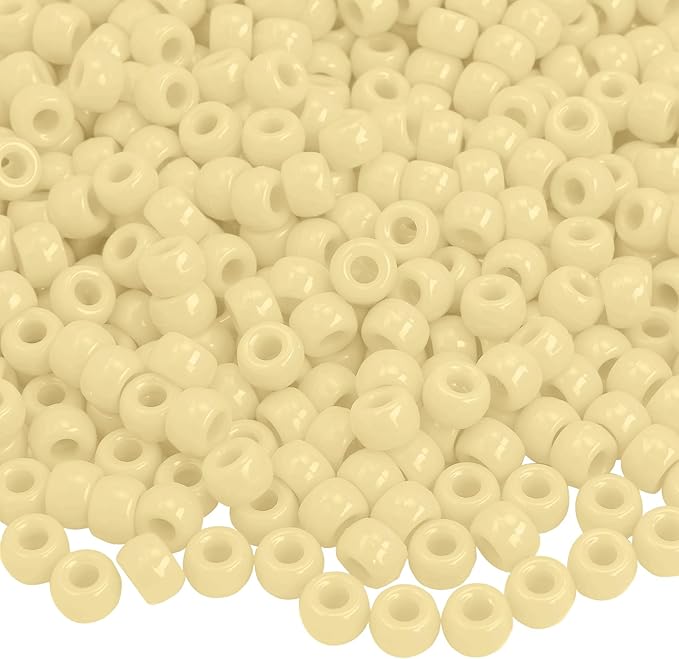 pony beads bulk 1100 pcs, beads for jewelry making, beads for bracelets making, hair beads, bracelet beads, plastic beads for crafts, hair beads for braids for girls(cream color)