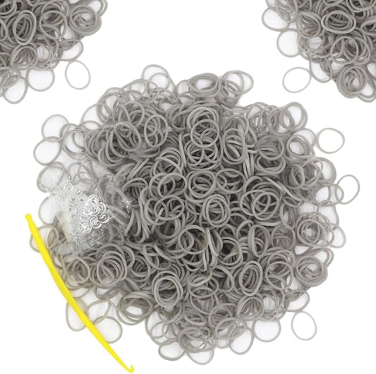 6000-Pack Rubber Loom Bands Making Kit,50PCS S-Clips10-Hooks,Colorful Rubber Bands Refill Kits for Weaving DIY Crafting Gift (Grey)