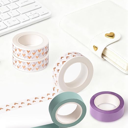 2Pack Purple Washi Tapes, Self-Adhesive Decorative Masking Tape, Decor Journals Scrapbooks Planners DIY Crafts Gift