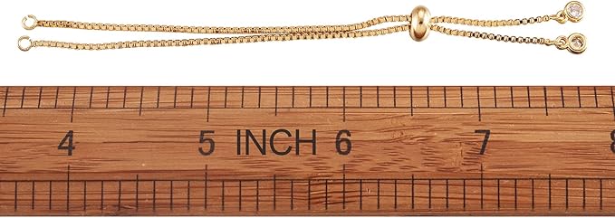 FASHEWELRY 10 Strands Adjustable Brass Bracelet Slider Extender Chains with Cubic Zirconia Ends 4-3/8" to 4-3/4"(110~120mm) Metal Plated for DIY Jewelry Making (Random Mixed Colors)