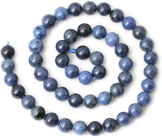 cheavian 45pcs 8mm natural dumortierite gemstone round loose stone beads for jewelry making crafts design 1 strand 15"