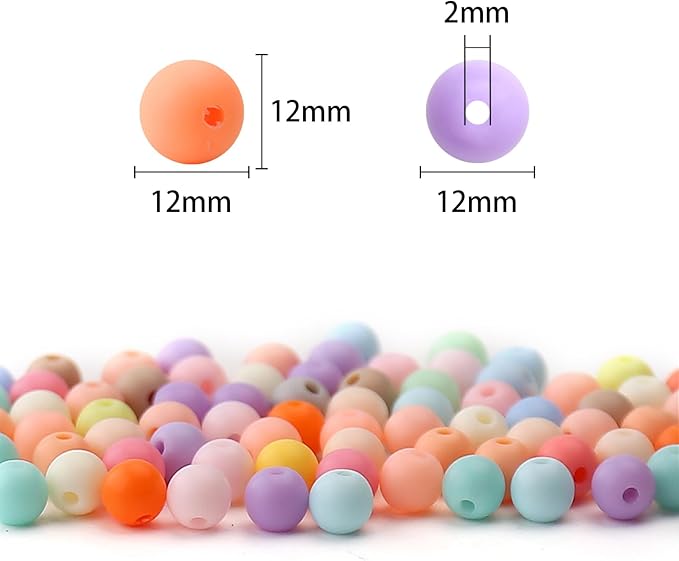 bonny boxx 100pcs 12mm matte mix colors acrylic round beads, frosted plastic resin bubblegum balls chunky gumball beads for necklace and bracelet making, crafting supplies