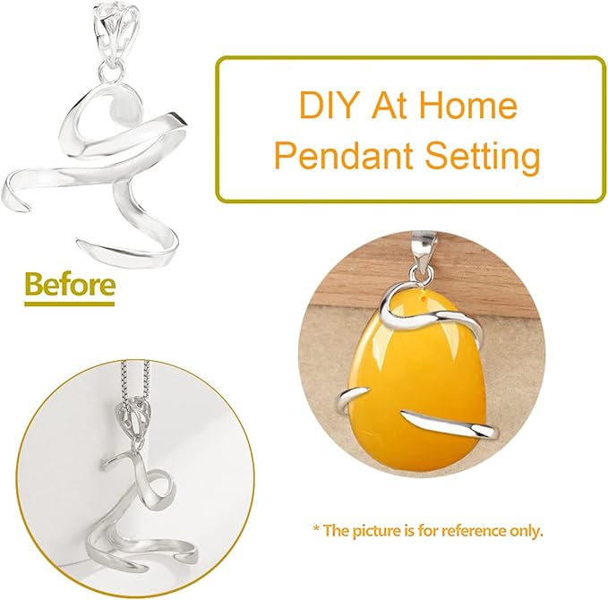 925 Sterling Silver Pendant Blank for Irregular Shape Gemstones 22X28mm Pendant Setting Base for DIY Jewelry Making