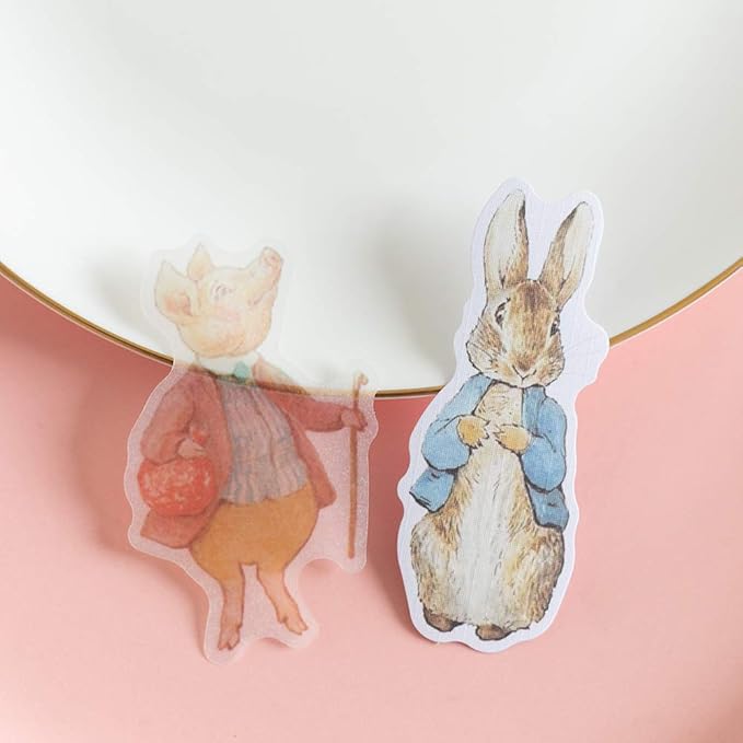 Alideco 80Pcs Vintage Vinyl Scrapbooking Stickers Packs, Rabbit Funny Aesthetic Kawaii Stickers for Adult, for Girls Journaling Assorted Phone Adult