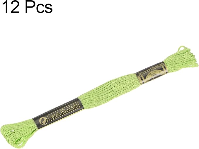 HARFINGTON 12 Skeins Embroidery Floss 8.75yds(8m) Egyptian Long-Staple Cotton Cross Stitch Thread for Sewing DIY Bracelet Yarn String and Crafts, Dark Green(6016)