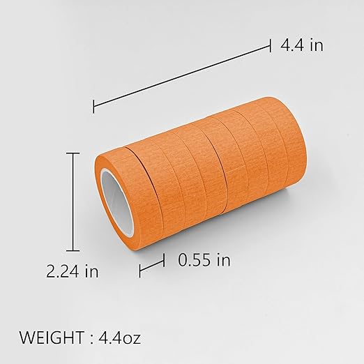 8PCS Colored Masking Tape - Orange Painters Tape, Tape for Kids Art Supplies, Great for Crafts, Labeling, DIY Decorative, 1/2 Inch Colored Tape Rolls- Tiny Size
