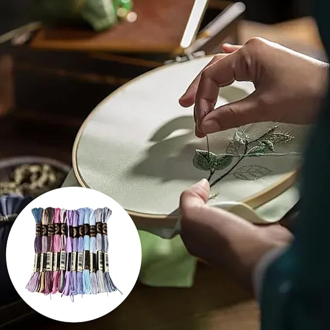 12 Skeins 105 Yards Cross Stitch Floss Variegated Embroidery Thread Bulk 6 Ply Polyester Colorful Purple Friendship Bracelet String for Sewing Making Needlecraft Knitting Clothes Stitching