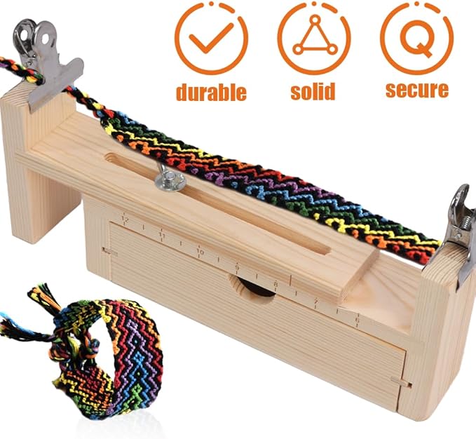 Restynic Paracord Jig Bracelet Maker, Wooden Jig Bracelet Maker with 4 Clips - Adjustable DIY Paracord Braiding Tool for Crafting, Weaving Bracelets, Belts & Keychains(Color:wood2)