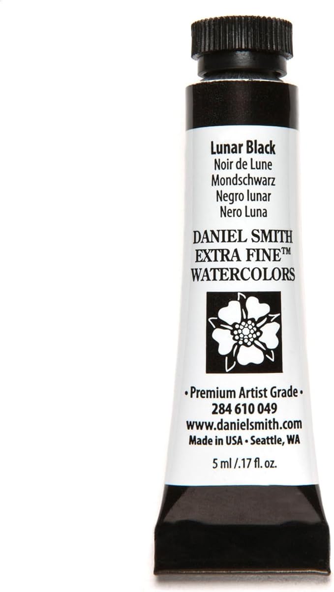Daniel Smith Extra Fine Watercolor Paint, 5ml Tube, Lunar Black, 284610049, 0.17 Fl Oz (Pack of 1)