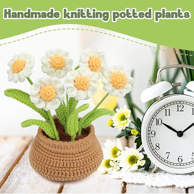 kgxulr Crochet Kit for Beginners, Little Daisy Crochet Kit Beginner Crochet Starter Kit for Complete Beginners Adults, Crocheting Knitting Kit with Step-by-Step Video Tutorials (Little Daisy)