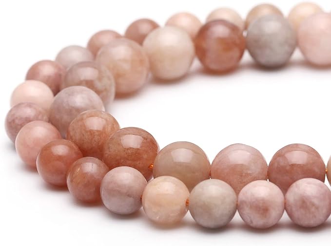 youngbling natural gemstone beads for jewelry making,8mm sunstone polished round smooth stone beads for bracelet necklace 15 inch