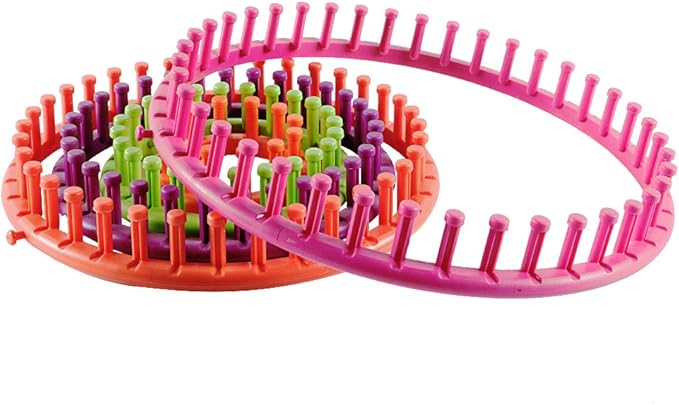 novelinks Round Knitting Looms Set - Set of 5 Plastic Looms Knitting with 1 Knitting Yarn Loom Needle and 1 Plastic Loom Pick
