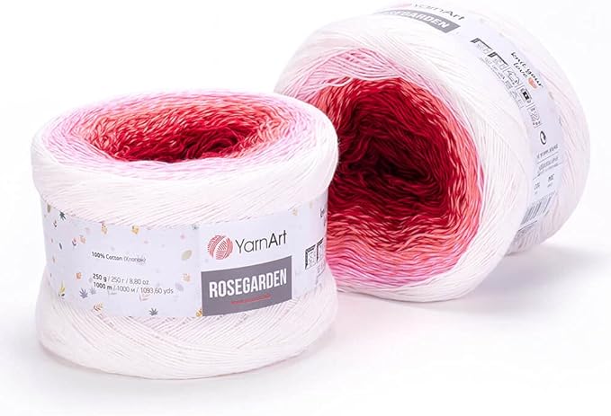 Yarn Art Flowers Rosegarden 100% Cotton 250gr 8.80 oz 1094yds Multicolor Cotton Yarn Rainbow Crochet Yarn Spring Summer (304)