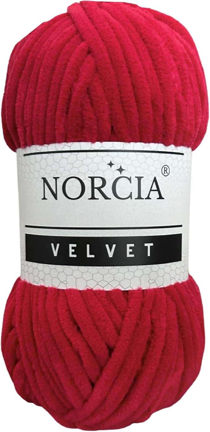 Soft Velvet Yarn Chenille Yarn for Crocheting Super Bulky (100g-3.50oz) (68m-74.3 yds) Baby Blanket Yarn for Knitting Amigurumi Yarn for Crochet Weaving Craft (Red, 1 Skein)