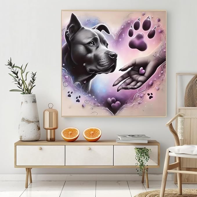 LILEIDECO Diamond Painting Kits for Adults DIY 5D Diamond Art Paint with Round Diamonds Full Drill Gem Art Love Black Dog Painting Kit for Home Wall Decor Gifts 11.8x11.8inch