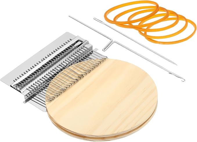 PATIKIL 28 Hooks Mini Weaving Machines Kit, Metal Quickly Small Darning Weave Tool with Accessories for Mending Knitting Stitching Clothes DIY, Style 1