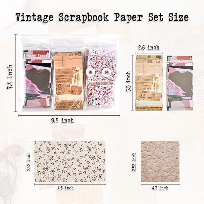 Vintage Scrapbook Background Paper for Scrapbooking, 360 Sheets Scrap Booking Supples Kit, Decorative Paper for Junk Journal Supplies, Collage, Journaling, DIY Crafts Arts, Card Making