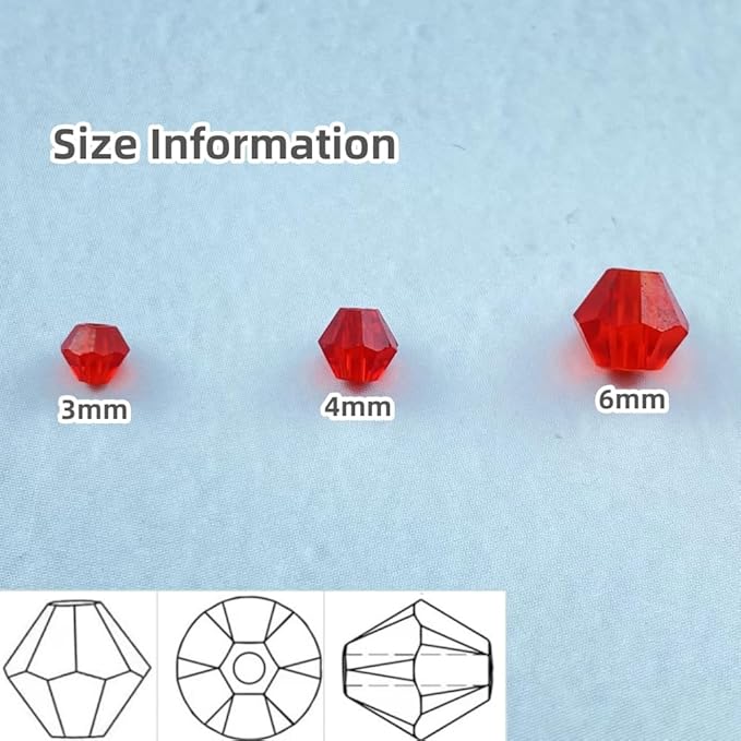 400pcs Bicone Crystal Beads 4mm Crystal Glass Faceted Beads for Necklace Bracelet Earrings DIY Jewelry Crafts Making Supplies(Red)