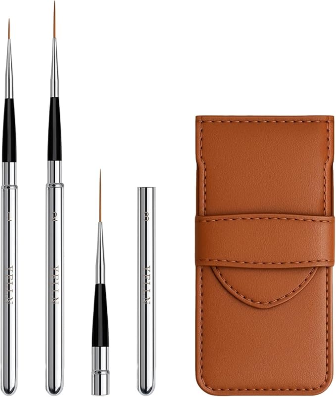 Travel Watercolor Brushes, Nail Art Liner Brushes with Protective Case Handle, Perfect for Watercolor Acrylics Gouache Ink Long Lines, Thin Details, Fine Drawing Sizes(3pcs)