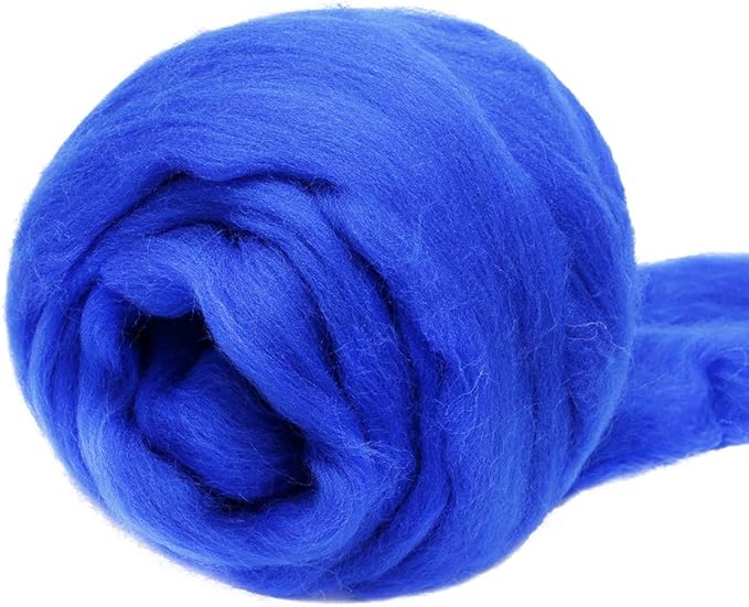 3.53oz Wool Roving, Wool Felting Supplies, Pure Wools, Chunky Yarn, Spinning Wool Roving for Needle Felting Wet Felting DIY Hand Spinning (Dark Blue)