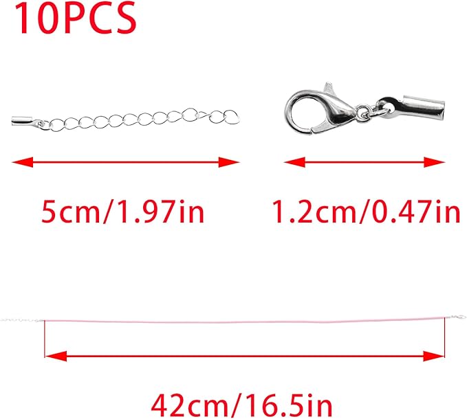 10 Pcs 2.0mm Leather Necklace Cords with Clasp,Waxed Cords,Necklace Ropes for Pendants and Jewelry Making(Pink)