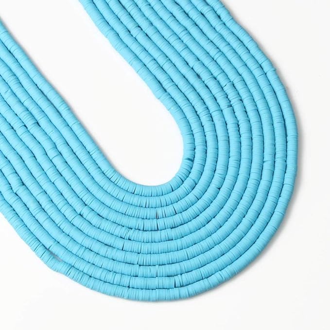 3600 pcs Blue Clay Beads for Bracelets Making, 10 Strands Flat Round Polymer Clay Beads 6mm Spacer Heishi Beads for Jewelry Making Earring Necklace