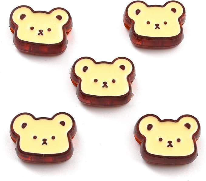 Ipotkitt 30 Pcs Transparent Acrylic Bear Beads with Enamel Cartoon Animal Spacer Beads Cute Bear Head Beads for DIY Bracelet Necklace Earring Supplies