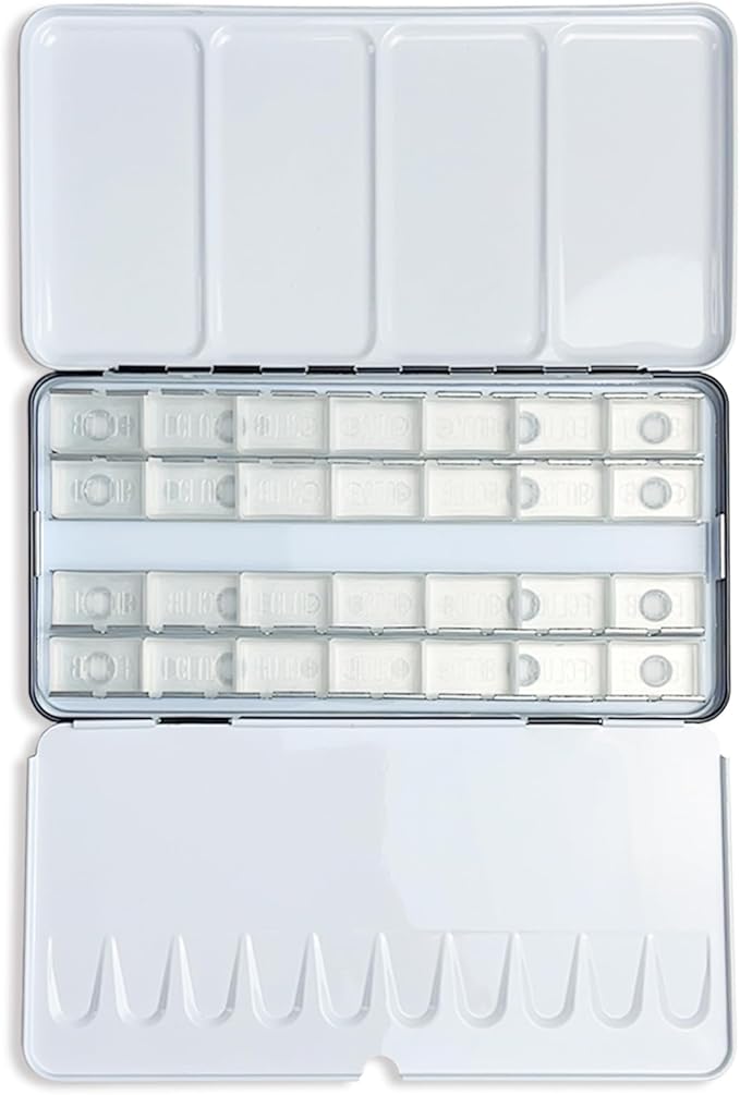 Large Watercolor Palette with 28Pcs Empty Full Pans, Metal Watercolor Paint Tin for Watercolors Oils and Gouache