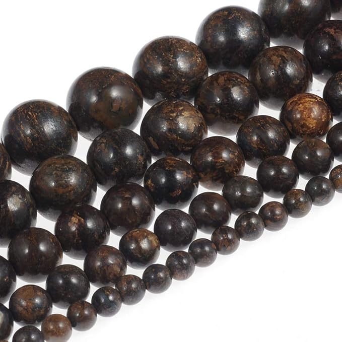 10mm Natural Bronzite Gemstone Round Loose Beads Crystal Stone Bracelet Necklace Accessories Crafts for Jewelry Making DIY,1 Strand 15"