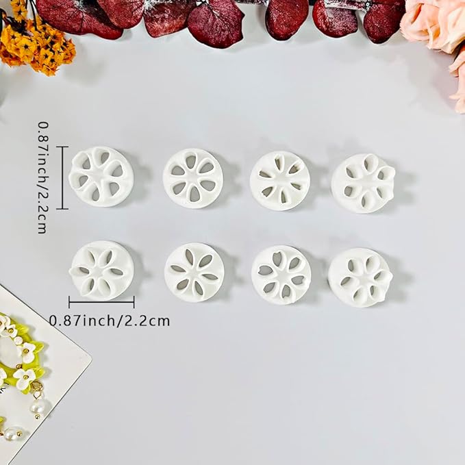 Xaekicr Polymer Clay Flower Petal Cutters – 8 Pcs Round Clay Cutters for 3D Floral Earrings, DIY Clay Tools for Polymer Clay Jewelry Making