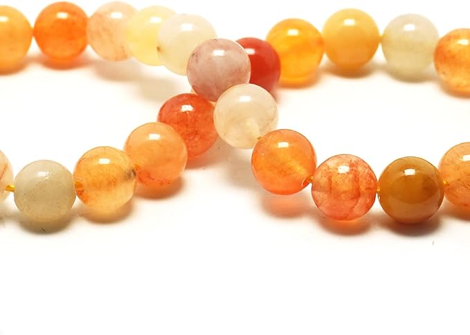 8mm Natural Stone Beads for Jewelry Making - Gemstone Round Loose Beads for Bracelets(45-48pcs, Gold Veined Jade)