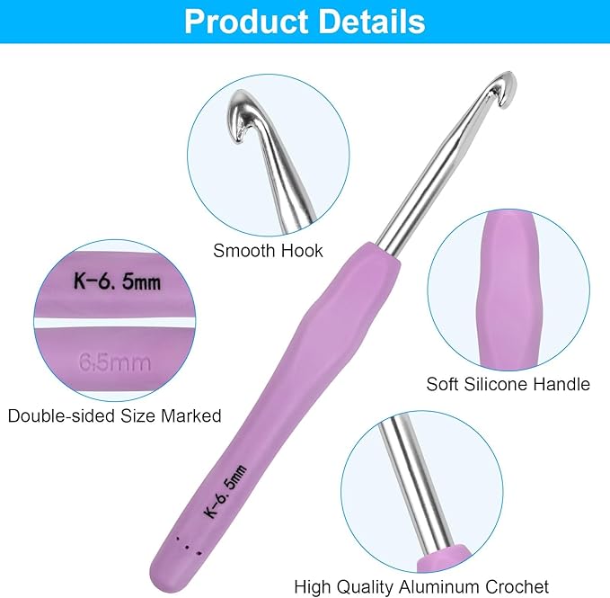 Crochet Hooks 14 Sizes Crochet Hook Set, 53 Pack Yarn Crochet Kit for Beginners, Knitting Needles with Ergonomic Handles for Arthritic Hands, Crochet Needle Kit with Blue Case for Crocheters
