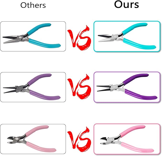 3Pcs Jewelry Pliers Set Jewelry Making Pliers Tools Kit Include Jewelry Making Needle Nose Chain Nose Round Pliers Wire Cutter for Bracelet Beading DIY Craft Jewelry Making Supplies