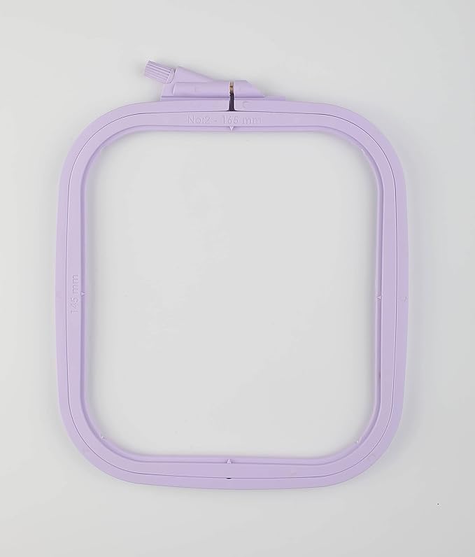 nurge square embroidery hoop - plastic cross stitch frame for needlepoint & embroidery - adjustable craft hoop - lilac - no:2 (small)