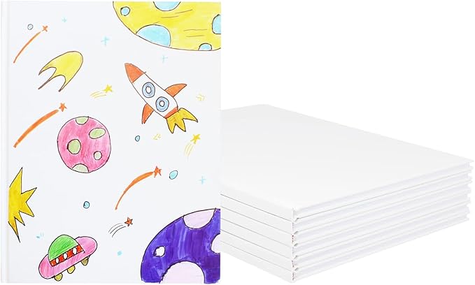 zmybcpack 6 pack hardcover blank book 8.5x11 inch, hardcover blank book for students to write stories, blank hardcover sketchbooks journal（white，22 sheets/ 44 pages each）