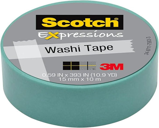 Scotch Expressions Washi Tape, .59" x 393", 1 Roll/Pack, Pastel Blue (C314-BLU2)
