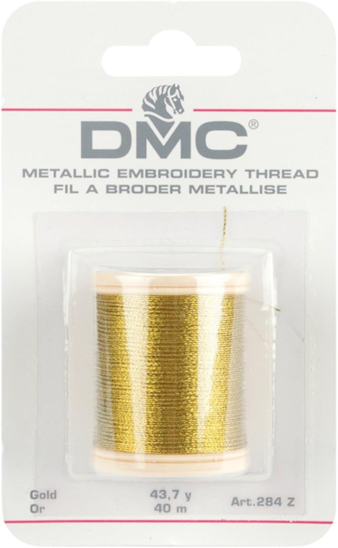 DMC Embroidery Thread - Metallic Gold Thread for Embroidery, Cross Stitch Projects, and Crafts - 43.7 Yards (40 Meters)