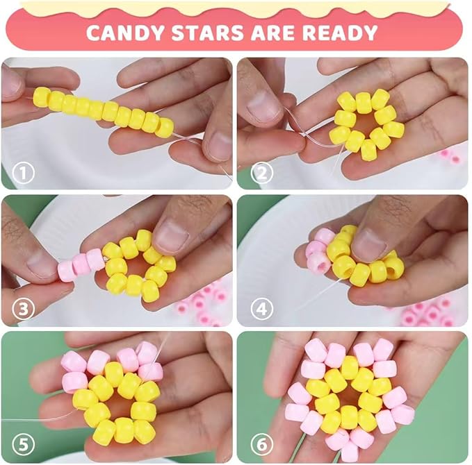 iooleem pony beads(8000pcs macaron candy), beading supplies, friendship bracelets making, king size
