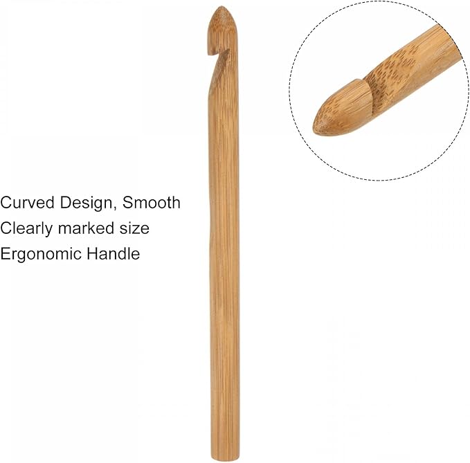 uxcell Wooden Bamboo Crochet Hook 10.0mm US Size N (Size 15) Knitting Needles for DIY Craft Yarn 6Pcs