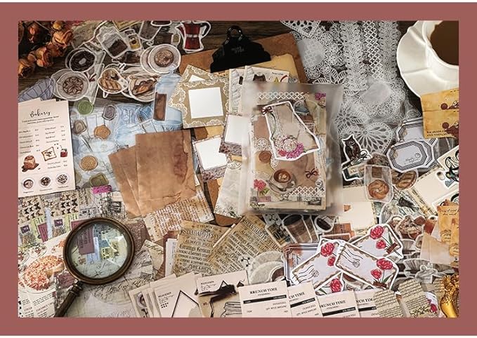 Vintage Scrapbook Supplies Pack for Adults, Decorative Nature Retro Paper Stickers Collection for Journal DIY Arts Crafts Album Bullet Journals Planners (Home)