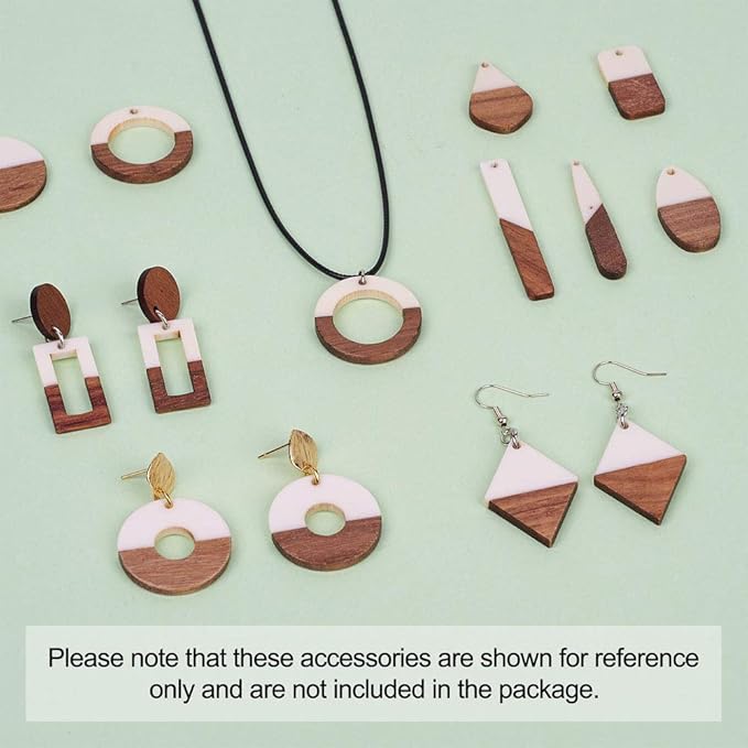 Beadthoven 20pcs/10 Pairs White Natural Wood Resin Charms DIY Earrings Pendants Mixed Shapes Wooden Pieces Pendants for Statement Jewelry Making Findings