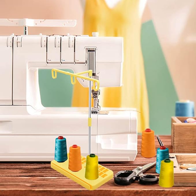 Vuzvuv 2 Pack Thread Holders, Embroidery & Sewing Machine Organizer, 3 Spool Thread Rack, Suitable for Beginners & Adults, White-Yellow