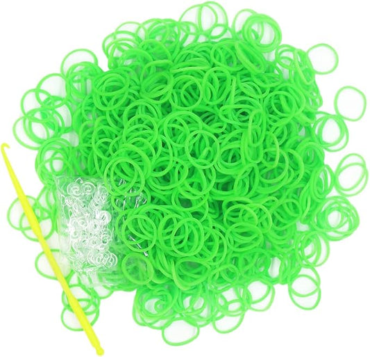 Salome Idea 3000Pcs Loom Rubber Bands Refill Kit, Includes 75 S-Clips & 5 Hooks, Premium Rubber Band Bracelet Making Supplies for Kids DIY Crafting Gift (Green)