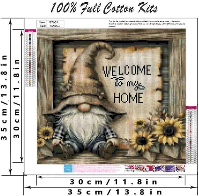 gnome cross stitch kits for adults beginner,home counted cross stitch kits printed stitching cute patterns dimensions needlepoint art crafts embroidery kits for adults beginners